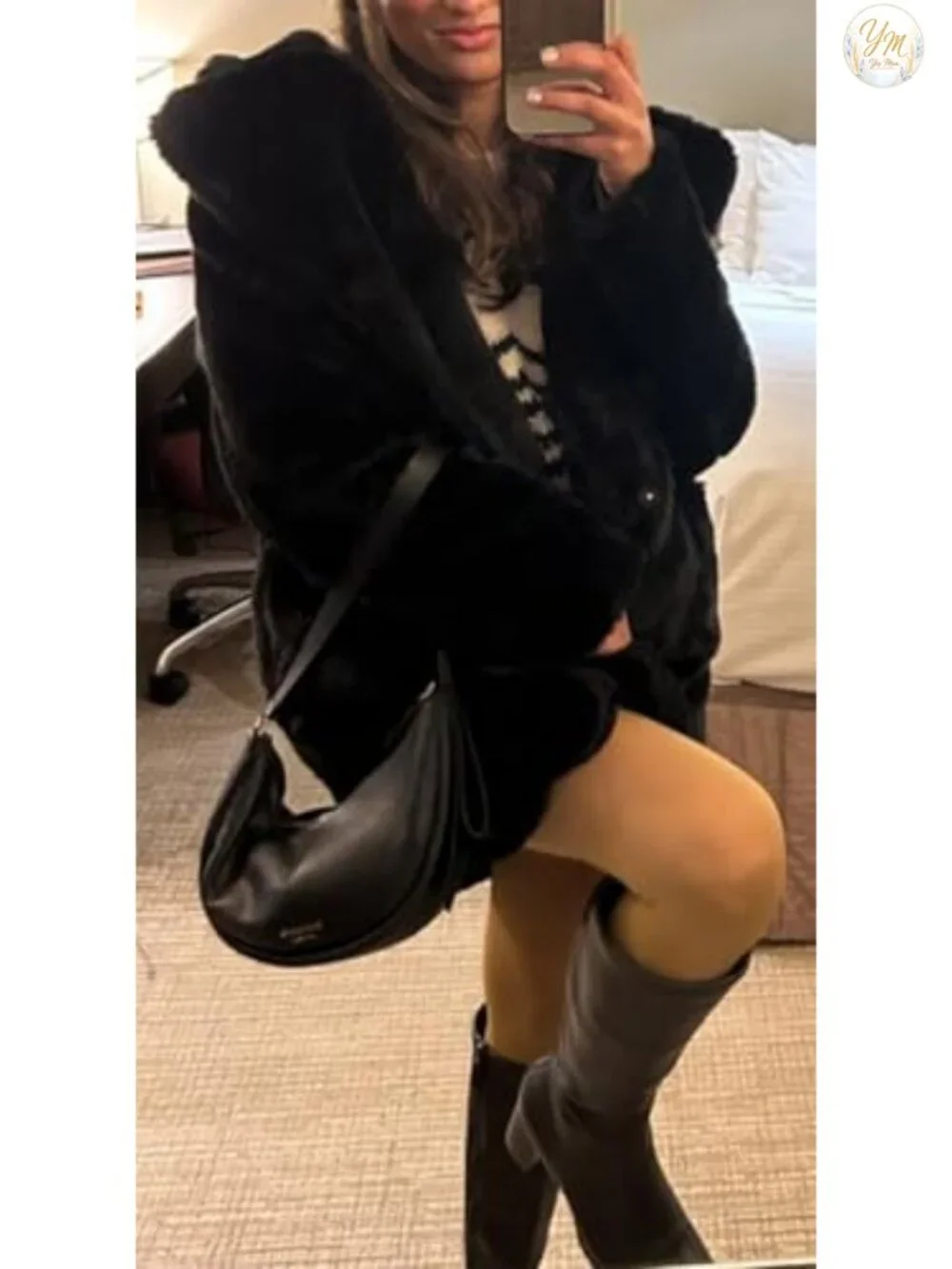 Womens Faux Fur Fleece Coat Lapel Long Sleeve Fluffy Warm Winter Outerwear
